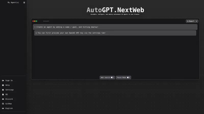 Homepage of auto-agentgpt