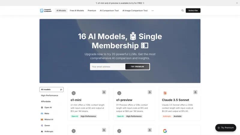 Homepage of compareaimodels