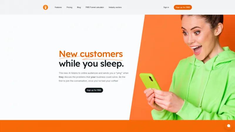 Homepage of customerping