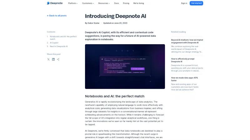 Homepage of deepnote