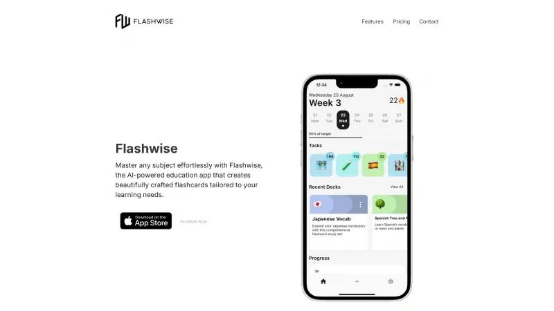 Homepage of flashwise