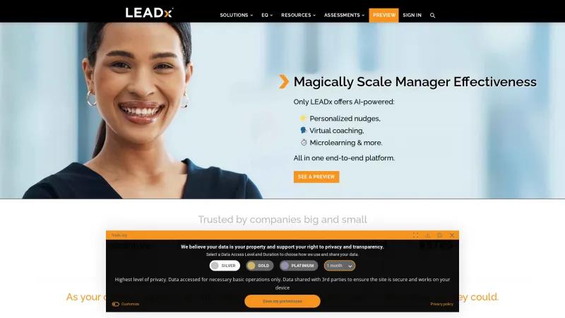 Homepage of leadx