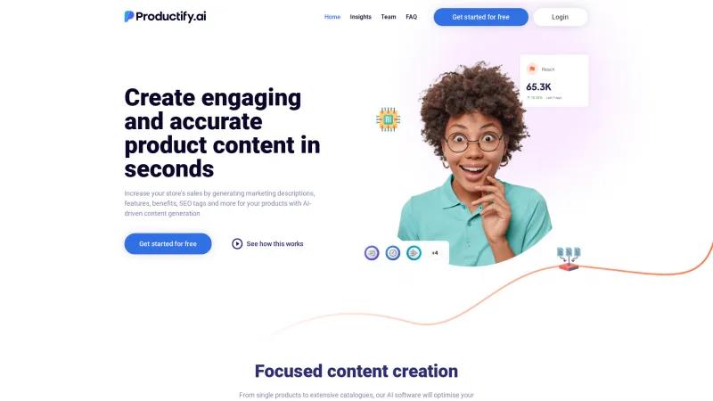 Homepage of productify