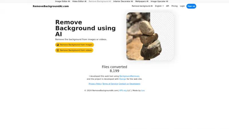 Homepage of removebackgroundai