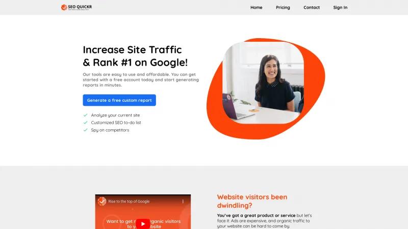 Homepage of seoquickr