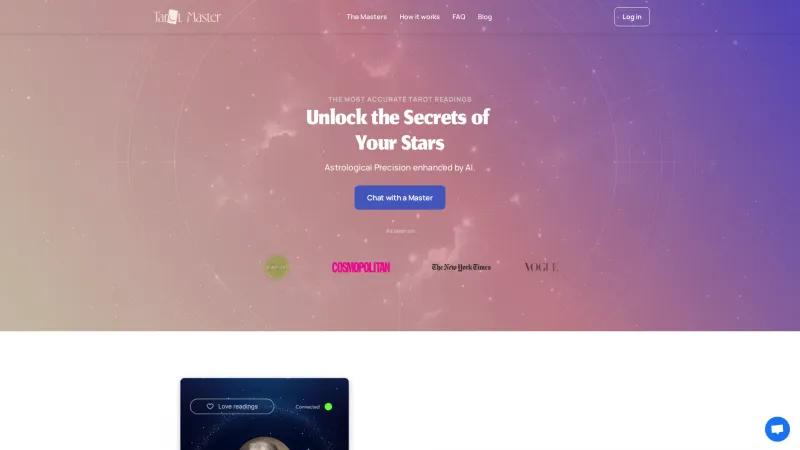 Homepage of tarotmaster