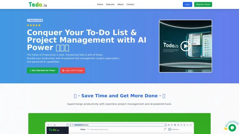 Homepage of todo