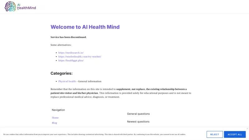 Homepage of aihealthmind