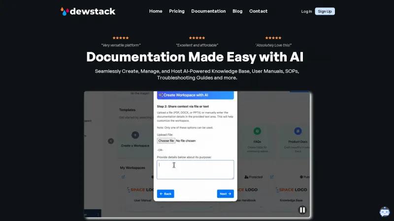 Homepage of dewstack