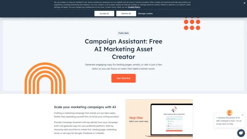 Homepage of hubspot