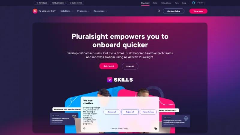 Homepage of pluralsight