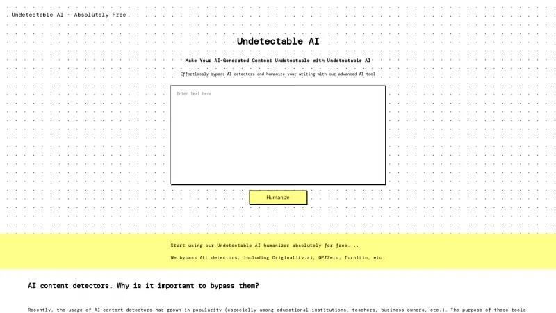 Homepage of undetectableai