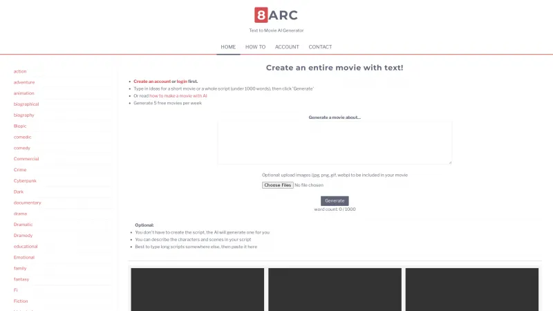 Homepage of 8arc