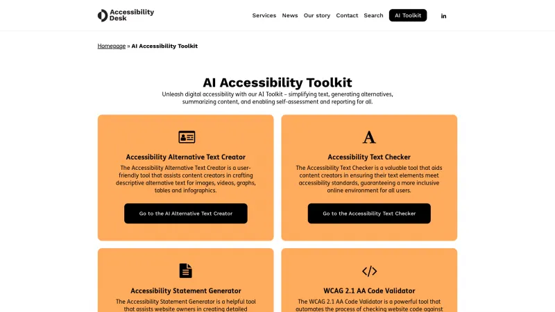 Homepage of accessibilitydesk