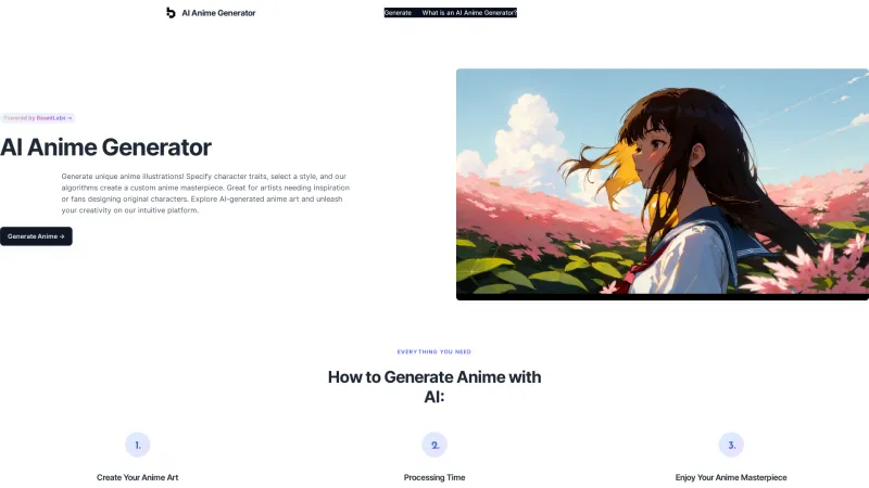 Homepage of ai-anime-generator