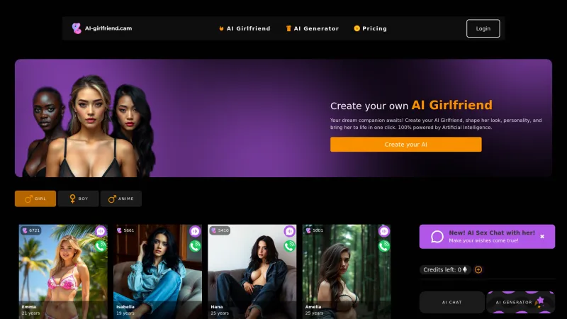 Homepage of ai-girlfriend