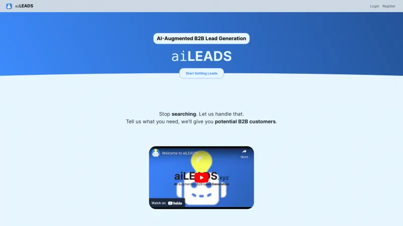 Homepage of ai-leads