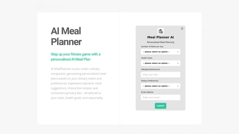 Homepage of ai-mealplan