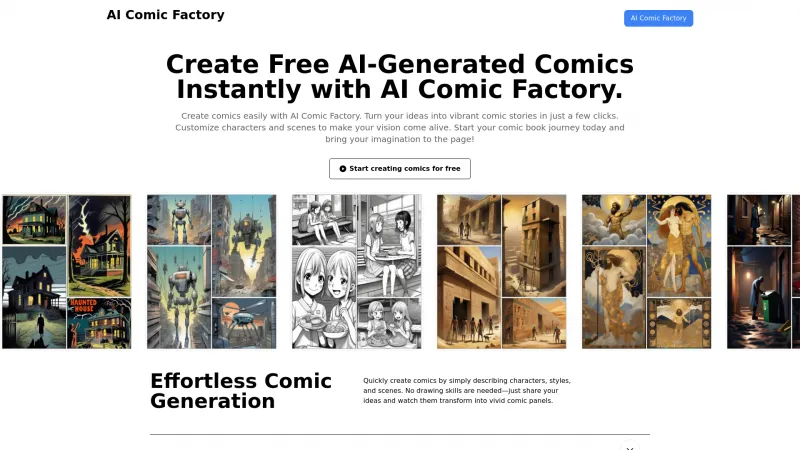 Homepage of aicomicfactory