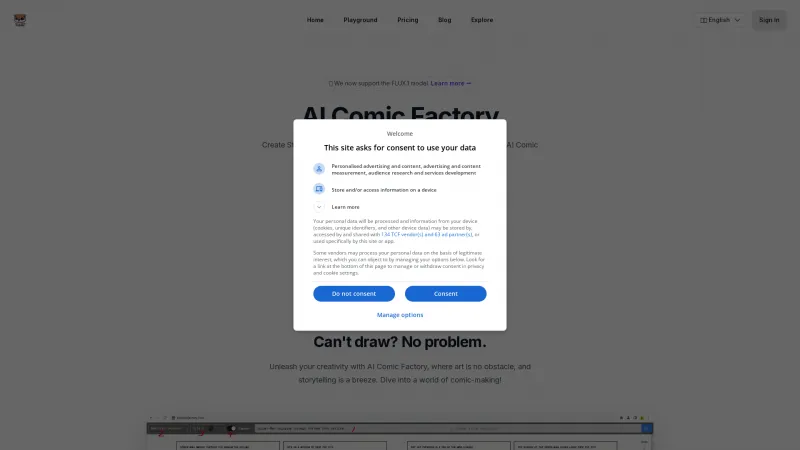 Homepage of aicomicfactory