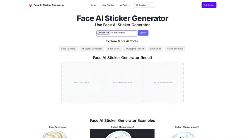 Homepage of aifacestickergenerator