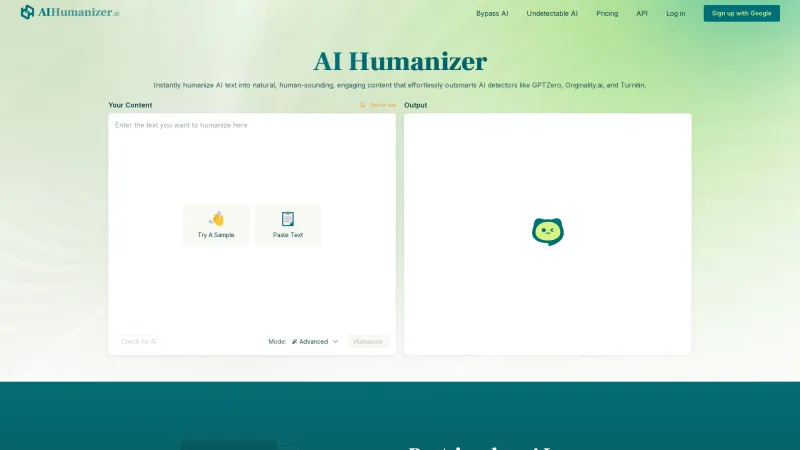 Homepage of aihumanizer