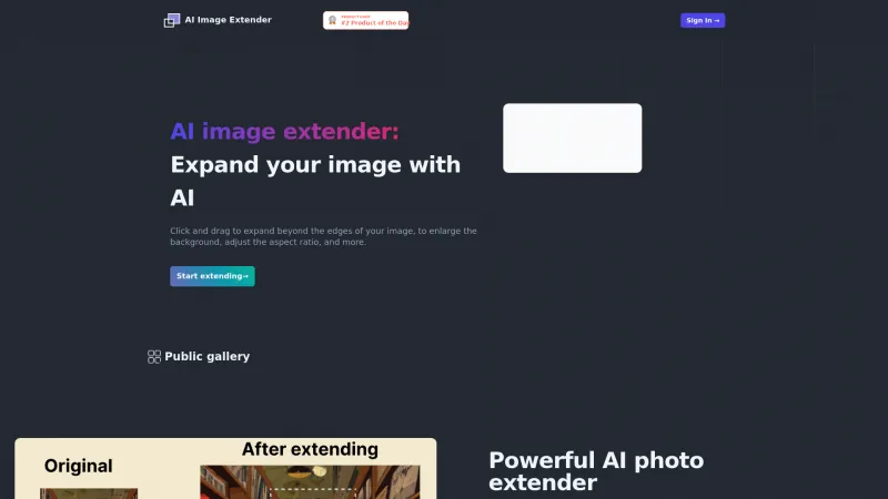 Homepage of aiimageextender