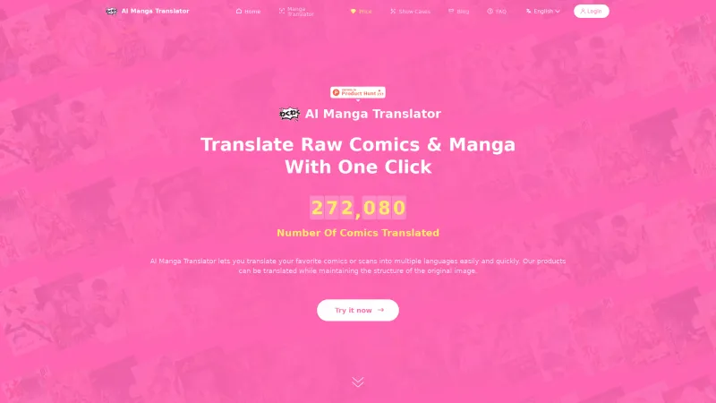 Homepage of aimangatranslator