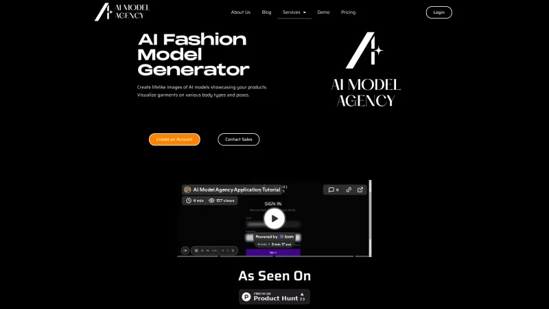 Homepage of aimodelagency