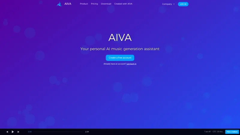 Homepage of aiva