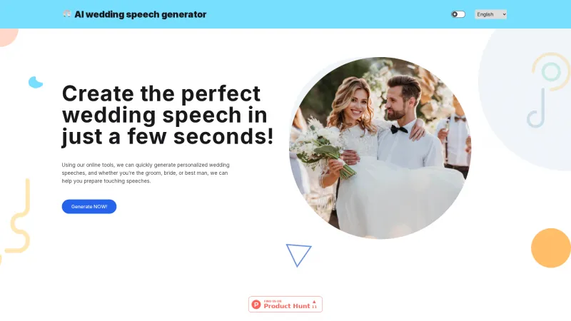 Homepage of aiweddinggenerator