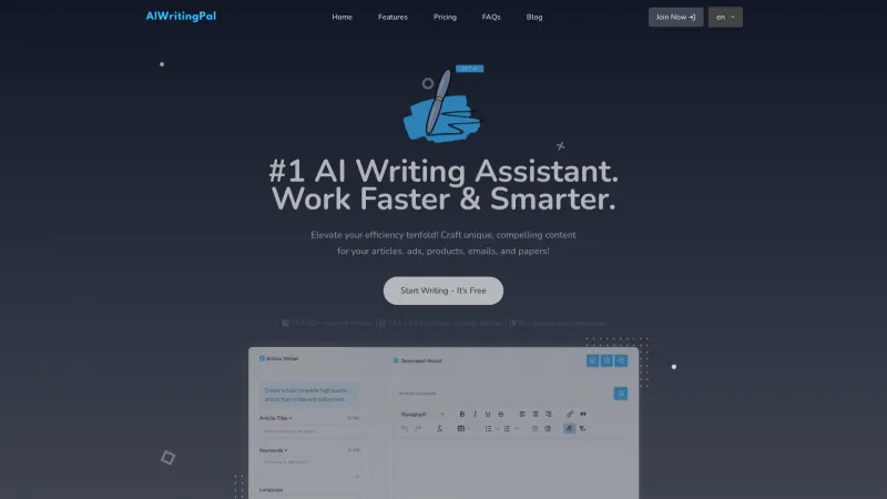 Homepage of aiwritingpal