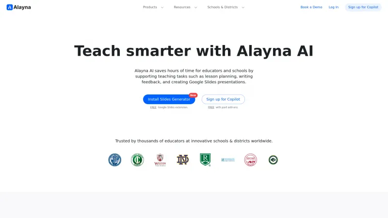 Homepage of alayna