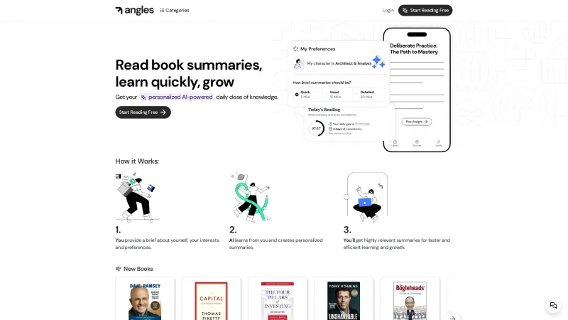 Homepage of anglesapp