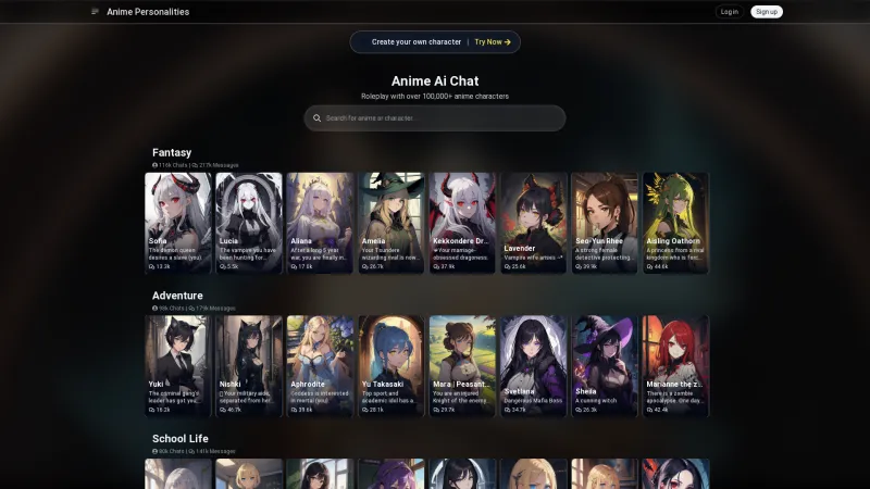 Homepage of animepersonalities