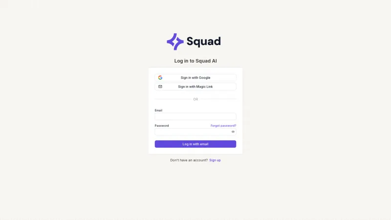 Homepage of meetsquad