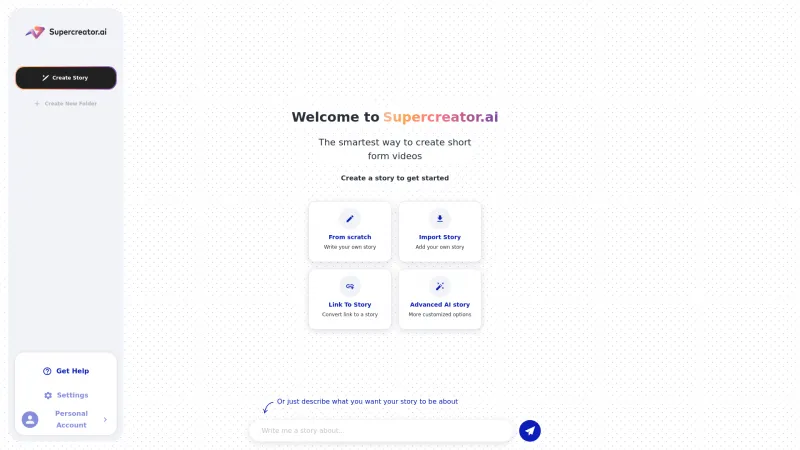 Homepage of supercreator