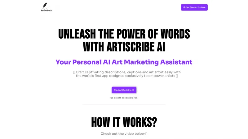 Homepage of artiscribeai