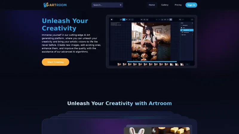 Homepage of artroom