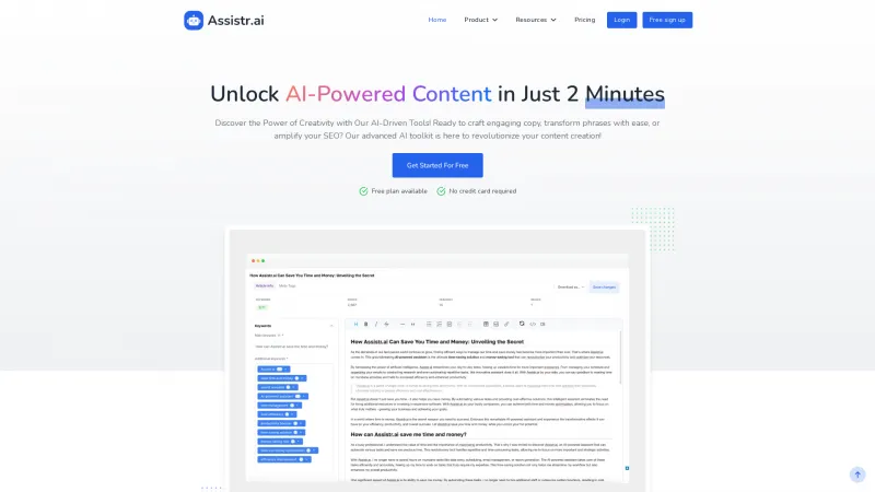 Homepage of assistr