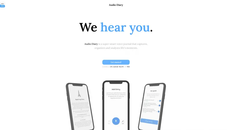 Homepage of audiodiary