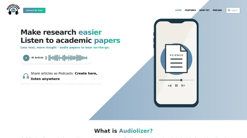 Homepage of audiolizer