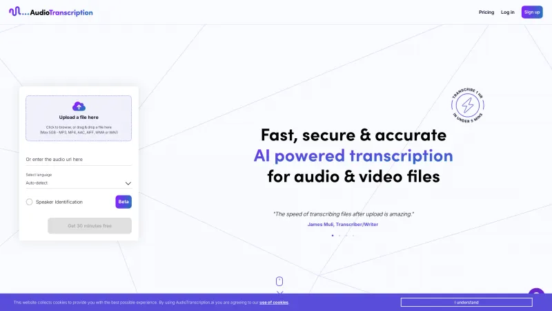 Homepage of audiotranscription