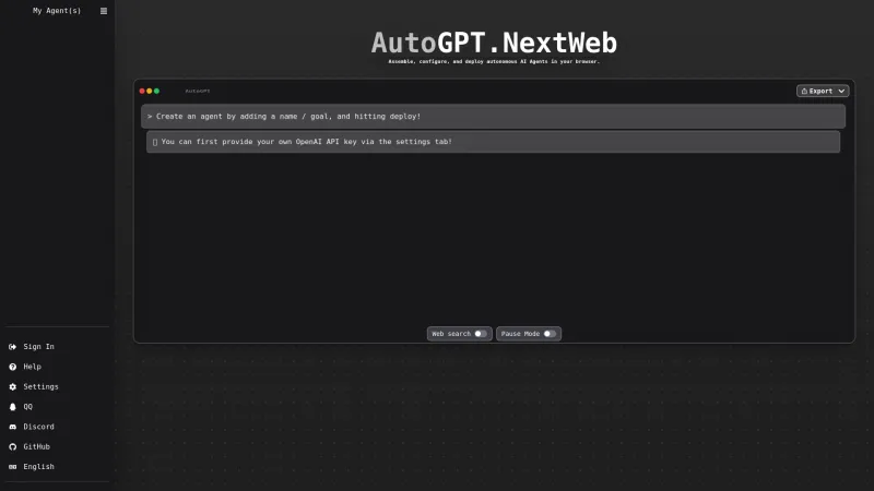 Homepage of auto-agentgpt