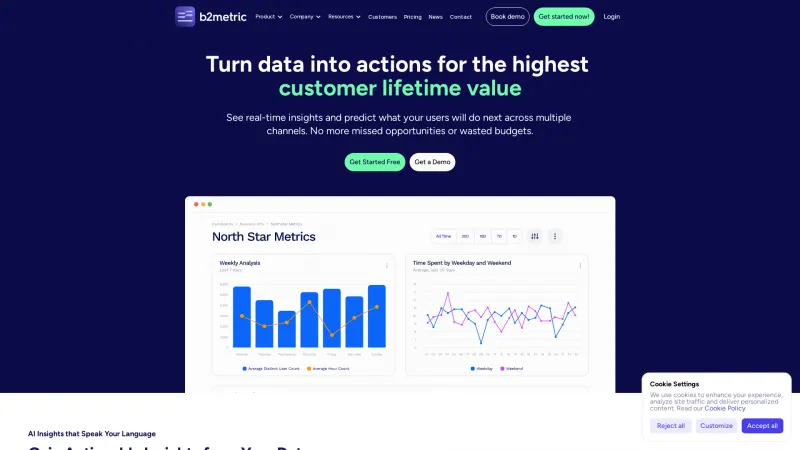 Homepage of b2metric