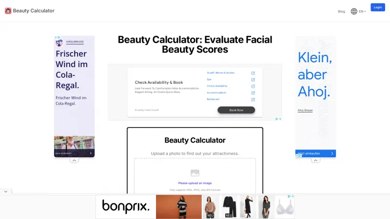 Homepage of beautycalculator