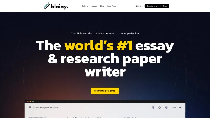 Homepage of blainy