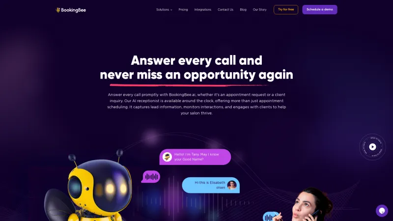 Homepage of bookingbee