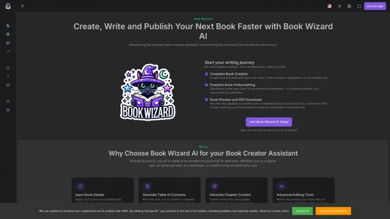 Homepage of bookwizardai