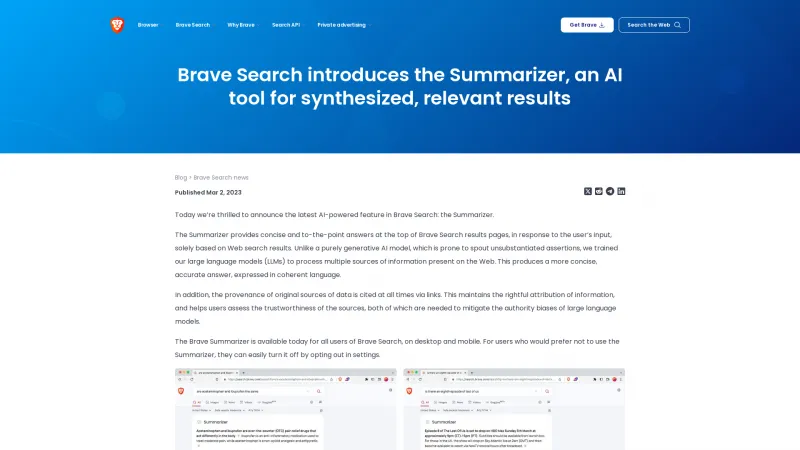 Homepage of brave